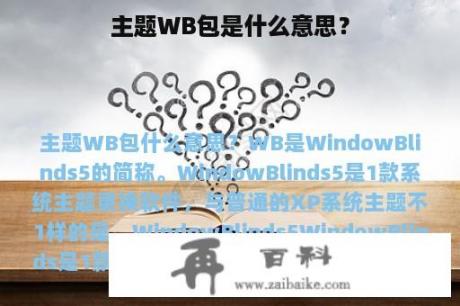 主题WB包是什么意思？