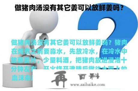 做猪肉汤没有其它姜可以放鲜姜吗？