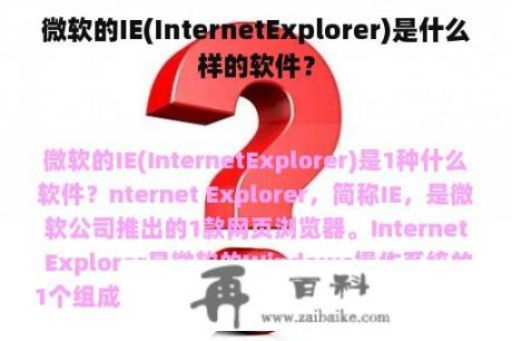 微软的IE(InternetExplorer)是什么样的软件？