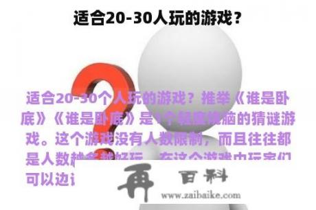 适合20-30人玩的游戏？