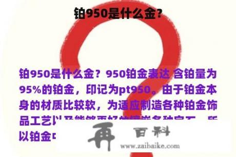 铂950是什么金？