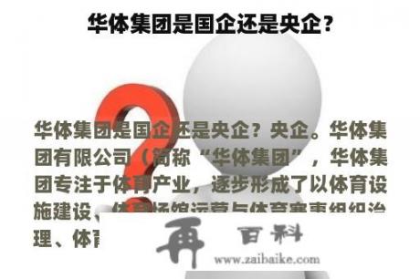 华体集团是国企还是央企？