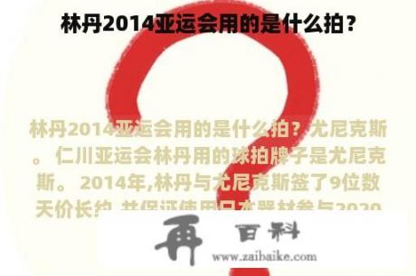 林丹2014亚运会用的是什么拍？