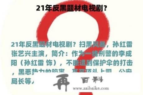 21年反黑题材电视剧？