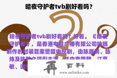 暗夜守护者tvb剧好看吗？