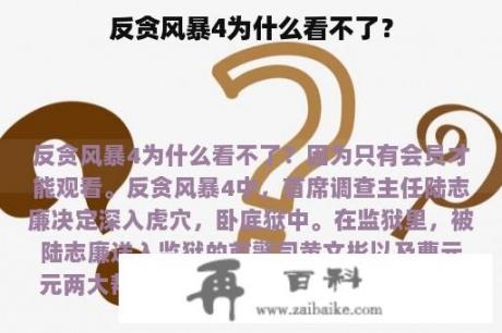 反贪风暴4为什么看不了？