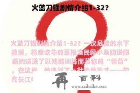 火蓝刀锋剧情介绍1-32？