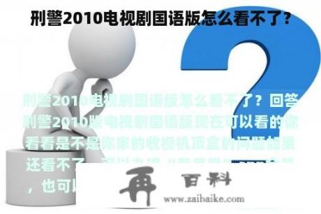 刑警2010电视剧国语版怎么看不了？