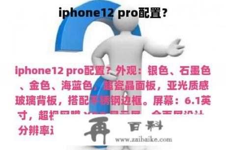 iphone12 pro配置？