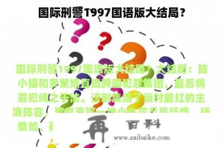 国际刑警1997国语版大结局？