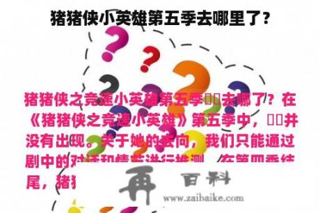 猪猪侠小英雄第五季去哪里了？