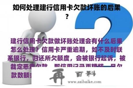 如何处理建行信用卡欠款坏账的后果？