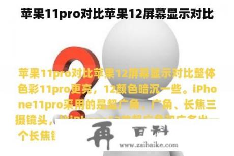 苹果11pro对比苹果12屏幕显示对比