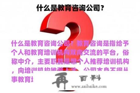 什么是教育咨询公司？