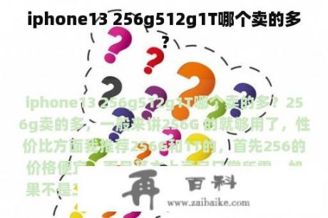 iphone13 256g512g1T哪个卖的多？