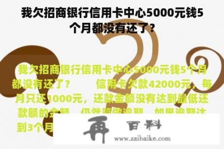 我欠招商银行信用卡中心5000元钱5个月都没有还了？