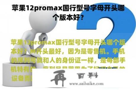 苹果12promax国行型号字母开头哪个版本好？