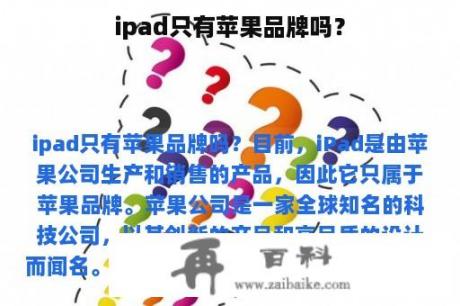 ipad只有苹果品牌吗？