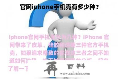 官网iphone手机壳有多少种？