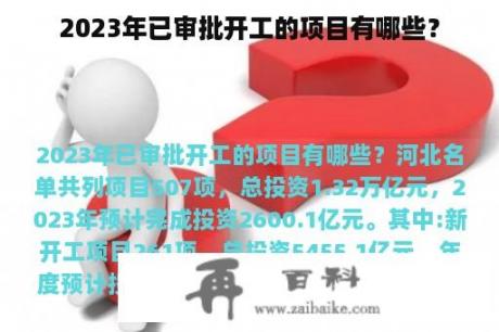 2023年已审批开工的项目有哪些？