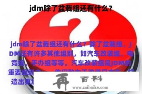 jdm除了盆栽组还有什么？