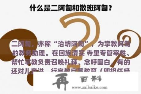 什么是二阿訇和散班阿訇？