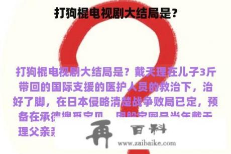 打狗棍电视剧大结局是？