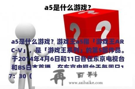 a5是什么游戏？