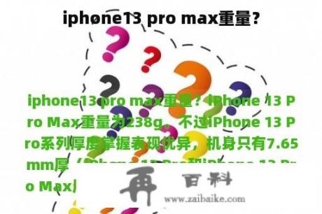 iphone13 pro max重量？