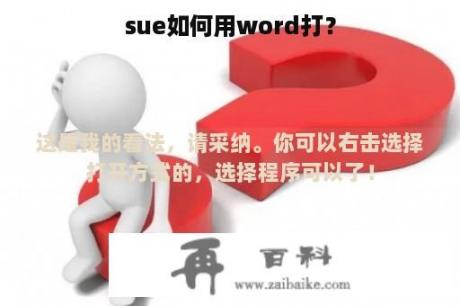 sue如何用word打？