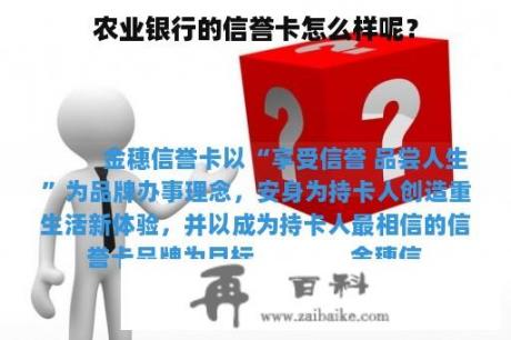 农业银行的信誉卡怎么样呢？