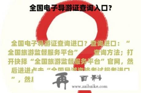 全国电子导游证查询入口？