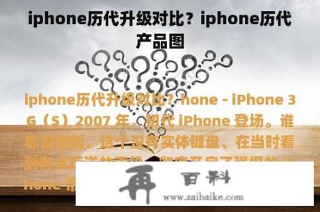 iphone历代升级对比？iphone历代产品图