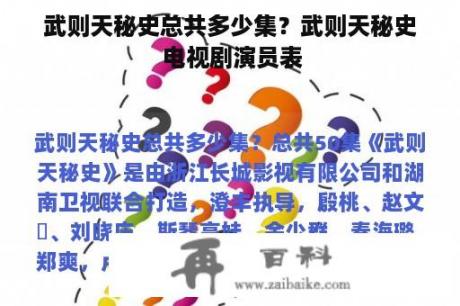 武则天秘史总共多少集？武则天秘史 电视剧演员表