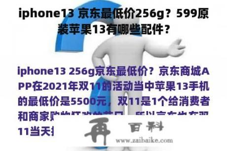 iphone13 京东最低价256g？599原装苹果13有哪些配件？