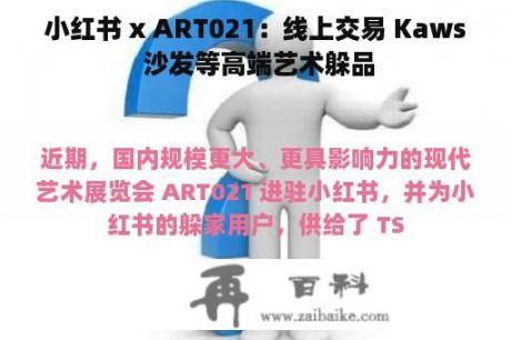 小红书 x ART021：线上交易 Kaws 沙发等高端艺术躲品