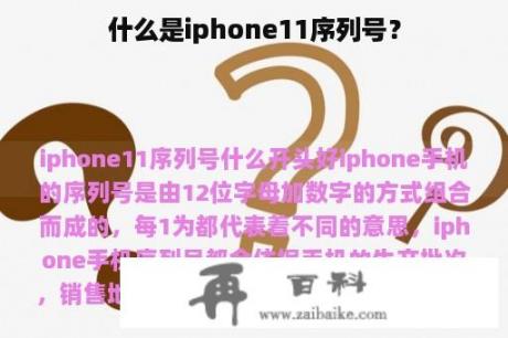 什么是iphone11序列号？