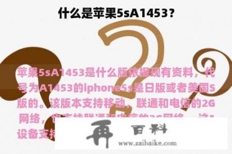 什么是苹果5sA1453？