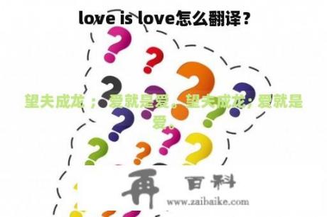 love is love怎么翻译？