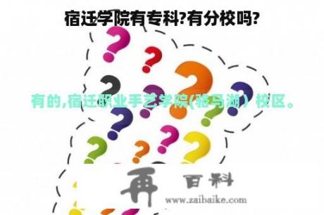 宿迁学院有专科?有分校吗?