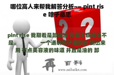 哪位高人来帮我解答分析~~ pint rise 啥子意思