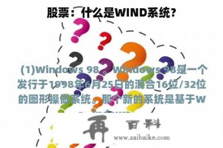 股票：什么是WIND系统？