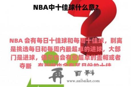 NBA中十佳球什么意？