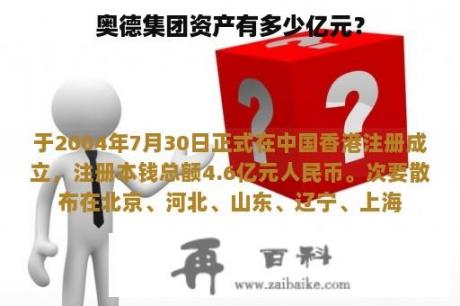 奥德集团资产有多少亿元？