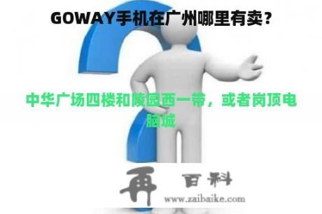 GOWAY手机在广州哪里有卖？