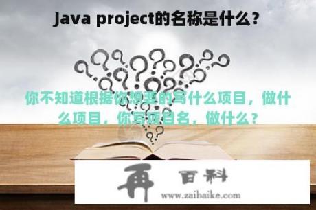 Java project的名称是什么？