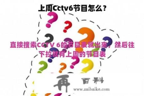 上周Cctv6节目怎么？