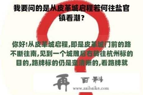 我要问的是从皮革城启程若何往盐官镇看潮？