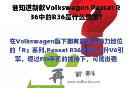 谁知道新款Volkswagen Passat R36中的R36是什么意思？