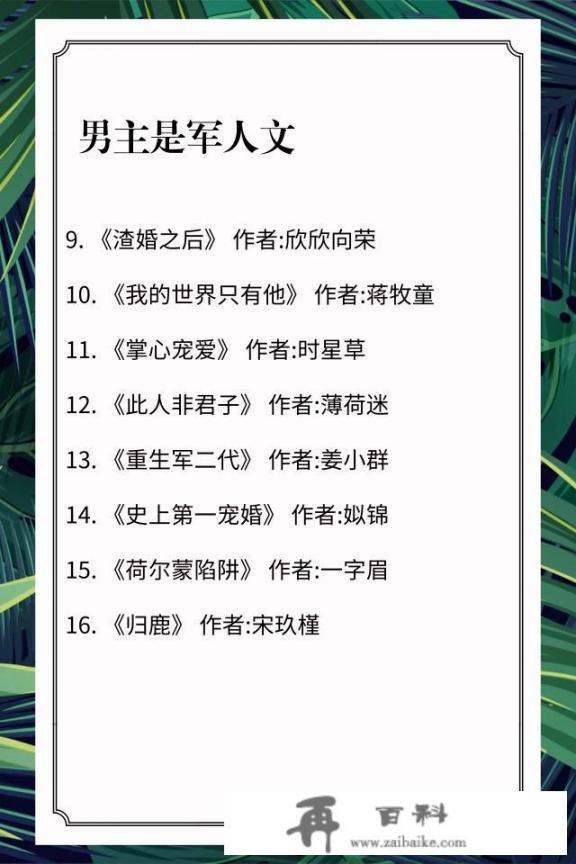 哪位好心人能推荐几本男主是军人或警察的言情小说？